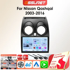 OSSURET 6115 Autoradio Android per Nissan Qashqai 2006 2007 2008 -2013 Auto Stereo Schermo Multimedia Video Player GPS AutoRadio