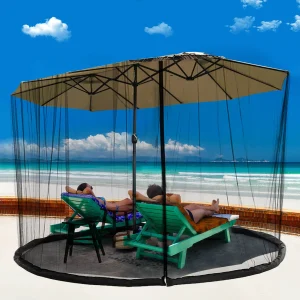 Parasols Net zanzariera regolabile schermo di copertura per ombrellone da giardino ombrellone Patio Table Bug Netting Cover con 2 porte con cerniera