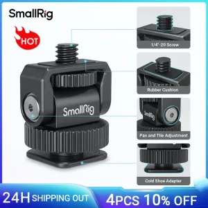 SmallRig Universale Mini Cold Shoe a 1/4 “-20 Adattatore a vite per fotocamera Gabbia per telefono LED Luce video Carico compatto e portatile -3577