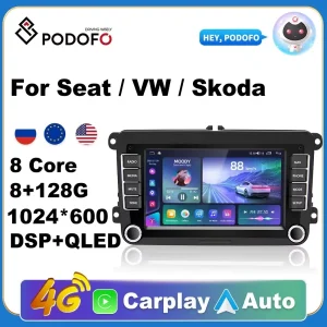 Podofo 7 pollici 2Din autoradio Android 11 per VW Volkswagen/Golf Polo/PASSAT/Skoda GPS Car Multimedia Player WIFI Ai Voice 8 + 128G
