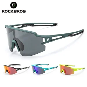 ROCKBROS Occhiali da bici UV400 Occhiali da ciclismo Pesca Escursionismo Occhiali da sole da esterno Occhiali da ciclismo polarizzati Occhiali da bicicletta da strada MTB