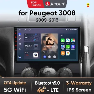 Junsun AI 4G LTE Wireless CarPlay Android Auto Autoradio Per Peugeot 3008 2009 2010 2011 2012 2013-2015 GPS Navi BT DSP RDS FM