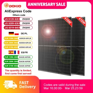 Kit pannelli solari da balcone DOKIO 400W/800W – Sistema di pannelli solari monocristallini impermeabili per casa, balcone e giardino