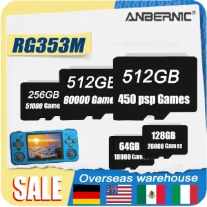 Giochi precaricati con scheda TF da 512 GB per scheda SD ANBERNIC RG353M 80000 giochi Gioco portatile retrò PS2 MAME PSP per 512G 256G 128G 64G