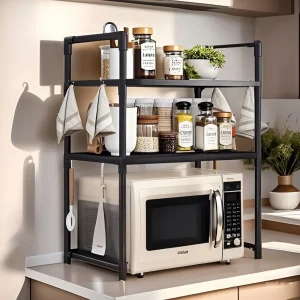 Scaffale per microonde Scaffale per cucina Scaffale per condimenti multistrato Scaffale per riporre scaffali per forno per condimenti da appoggio semplice ordinato