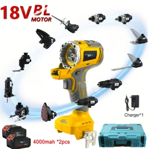 Kit combinato di utensili multifunzione brushless 18V 12 in 1, include 12 accessori: trapano, trapano Impatct, motosega