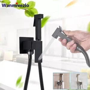 Rubinetto doccia Bidet rubinetto Bidet in ottone massiccio musulmano Ducha Higienica acqua calda fredda miscelatore di forma quadrata rubinetti wc