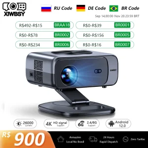 Proiettore WiFi 4K XIWBSY 26000 Lumen, Proiettore WiFi 6G con AutoFocus, Android TV, Home Theater, Video HDR per luce diurna, Decodifica 8K