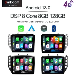 IPS 1280*720 Carplay 10.4 “Android 13.0 6GB + 128GB Lettore DVD per auto GPS WIFI Radio per Maserati GranTurismo GT GC 2007- 2017
