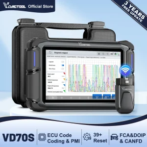 VDIAGTOOL VD70S Strumento diagnostico automobilistico Scanner OBD2 bidirezionale Codifica ECU 39 Reset FCA Autoauth 3 anni Aggiornamento gratuito