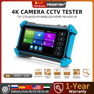 Tester IPC PEGATAH 12MP Tester CCTV 8MP/AHD/CVI/TV/SDI con ingresso HDMI VGA Monitor CCTV da 5,4 pollici per tester telecamera IP Tester CFTV