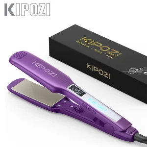 Piastra per capelli professionale KIPOZI ferro da stiro in titanio con Display LCD digitale regalo per ferro arricciacapelli a riscaldamento istantaneo a doppia tensione