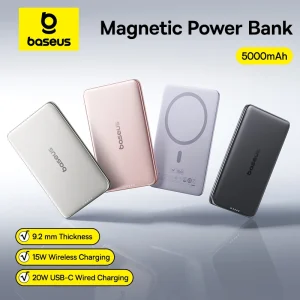 Baseus 5000mAh Banca di potere magnetica 15W Wireless 20W Ricarica cablata Powerbank portatile sottile formato carta sottile per iPhone 17 Samsung
