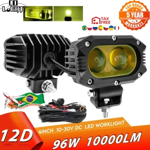 CO LIGHT Led Light Bar 4 “96W Led Bar giallo Led Car Work Light Flood Spot per 4×4 Offroad SUV ATV Boat Trucks escavatore 12V 24V