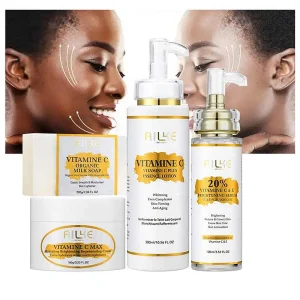 AILKE lozione per il corpo schiarente alla vitamina C, antirughe, rassodante per la pelle, crema per il corpo anche per il tono della pelle, con acido ialuronico, burro di karitè