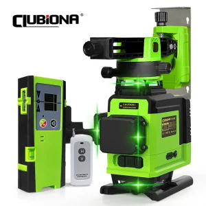 CLUBIONA 4D 16 Linee Rivelatore di modalità a impulsi con telecomando a livello laser a raggio verde super potente con batteria agli ioni di litio da 5000 mAh Laser