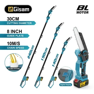 Gami 8 Pollici Brushless Telescopico Palo Motosega Elettrica Branello Alto Sega Giardino Potatura Strumento di Potatura Per Makita 18V Batteria Spille