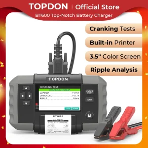 TOPDON BT600 12V 24V Tester batteria per auto Analizzatore automobilistico per veicoli al piombo con stampante termica incorporata Strumento batteria per auto