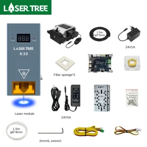 LASER TREE 20W 30W 40W 60W Testa laser a potenza ottica con compressore pompa air assist per taglio laser CNC Strumento per incisore su legno fai da te