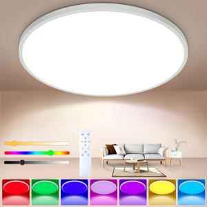 Plafoniera LED da 30 cm dimmerabile con telecomando, illuminazione da soffitto moderna rotonda piatta che cambia colore RGB da 24 W 3000K-6500K