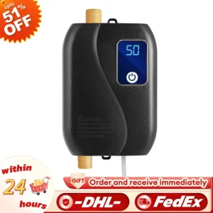 Scaldabagno istantaneo piccolo con display LCD 3500w Scaldabagno da cucina Montaggio a parete Temperatura regolabile Riscaldamento rapido per la casa