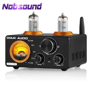 Nobsound HiFi Bluetooth 5.0 Amplificatore valvolare Ricevitore stereo DAC USB COAX/OPT Amplificatore digitale audio domestico con misuratore VU 100 W + 100 W