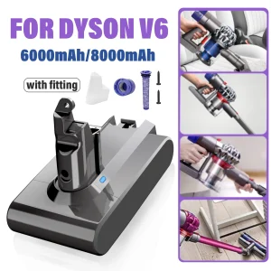 Batteria per aspirapolvere 6.0ah/8.0Ah 21.6V per Dyson V6 DC58 DC59 DC61 DC62 DC74 SV09 SV07 Absolute li-ion ricaricabile Bateria