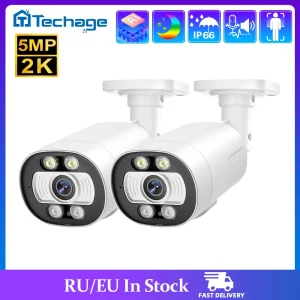 Telecamera IP POE da Esterno UHD 8MP 4K con AI Smart, H.265, Comunicazione Bidirezionale, Visione Notturna a Colori, Registrazione Domestica e Sorveglianza