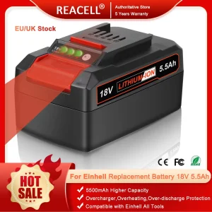 Batteria da 18 V 5,5 Ah compatibile per Einhell X-ChangeH Power, Einhell 18 V Power X-Change X-ChangeH Utensili a batteria e macchine da giardino