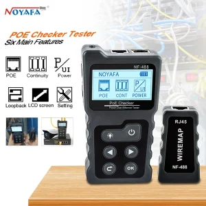 NOYAFA NF-488 Controllore PoE di rete LCD su Ethernet cat5 cat6 Lan Tester per cavi Strumento di test del loop