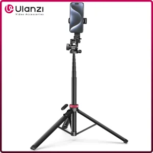 Treppiede Ulanzi MT-78 da 1,85 M a sgancio rapido con supporto per telefono remoto Supporto per slitta fredda 1/4 ” per fotocamera del telefono Luce video Flash Mic