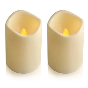 2PCS tremolanti luci a candela a LED con pilastro in resina senza fiamma con Timer da 6 ore candele a LED per esterni decorazione per feste di san valentino