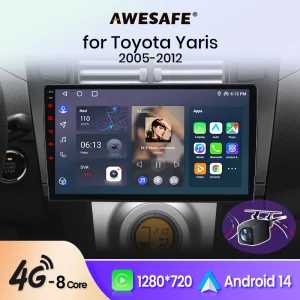 Wireless CarPlay per Apple Android Auto Autoradio GPS per Toyota Yaris 2005 2006 2007 2008 2009 2010-2012 Multimedia RDS 4G WiFi