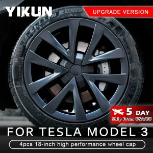 4PCS Coprimozzo Prestazioni Copriruota di ricambio Coprimozzo per automobile da 18 pollici Accessori per copertura completa per Tesla Model 3 2018-2024
