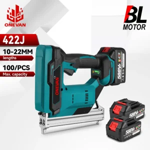 ONEVAN 2Gears 422J Brushless Cordless Elettrico Chiodatrice Cucitrice Mobili Graffetta Pistola Strumenti di Lavorazione Del Legno Per Makita 18v Batteria Spille