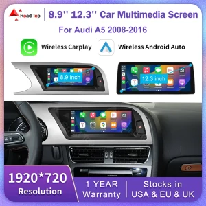 Road Top 8.8 “12.3” Car Multimedia Linux Touch Screen Per Audi A5 2008-2016 Wireless CarPlay Android Auto Airplay Car Multimedia