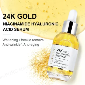 Niacinamide siero acido ialuronico per il viso 24K Gold Serum Brighten Moisturizing Smoothing Essence prodotti per la cura della pelle del viso