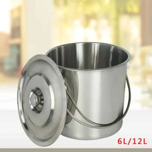 Secchio per alimenti al latte 6L/12L/20L secchio in acciaio inossidabile addensato con coperchio per l’industria della cucina Gastro della medicina e privato