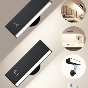 Lampade da parete a LED Tipo C Lampada da comodino ricaricabile montata a parete 360 Ruota la lettura magnetica da parete Luce decorativa per la stanza di Natale