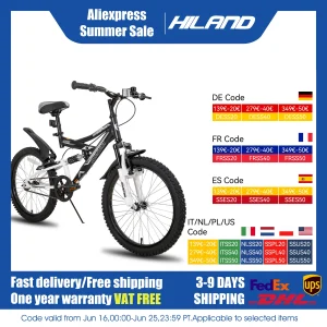 JOYSTAR Bicicletta per bambini da 20 pollici per bambini dai 5 ai 13 anni, mountain bike per bambini a doppia sospensione