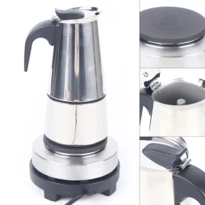 Caffettiera elettrica per caffè espresso in acciaio inossidabile da 6 tazze 300 ml per cucinare il caffè in caffè, negozi, uffici
