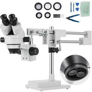 SucceBuy Microscopio digitale stereo trinoculare 3,5X-90X 360 °   La telecamera di supporto simul-focale girevole collega strumenti ottici da laboratorio