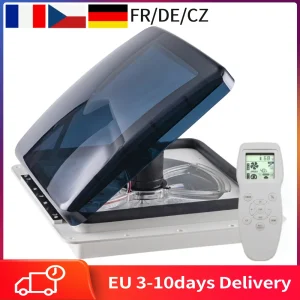 Ventilatore per tetto camper a 10 velocità 40×40 cm Telecomando per roulotte RV Abillare per tetto Prese d’aria Sensore di pioggia elettrico Ventilatore per camper con ascensore automatico