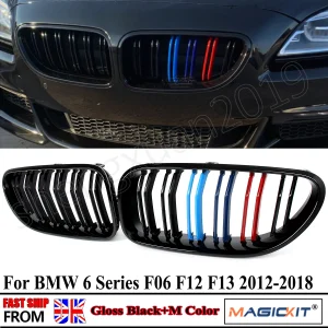 Per BMW M6 F06 F12 F13 650i 640i griglia anteriore nera lucida griglia M-Color