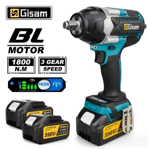 Chiave a percussione elettrica senza spazzole di coppia 1800N.M Strumenti per chiavi a batteria con batteria agli ioni di litio da 1/2 pollici per perni batteria Makita 18V