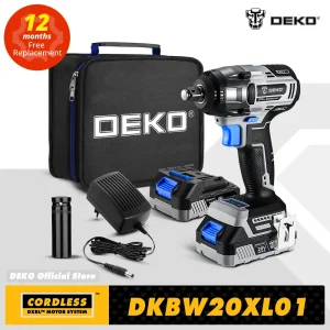 DEKO 20V DKBW20XL01 MAX Chiave senza spazzole a batteria 350N.m Chiave a percussione elettrica a coppia elevata Utensili elettrici fai da te