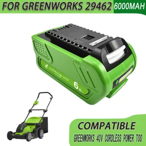 Per GreenWorks 29462 40V 6000mAh Batteria ricaricabile per 29462 29472 29282 G-MAX Sostituzione tosaerba Utensili elettrici Batteria