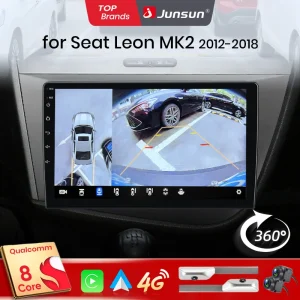 Junsun Qualcomm 8-Core 360 Fotocamera Wireless CarPlay Android Auto Autoradio per Seat Leon MK2 2005-2012 GPS Multimediale