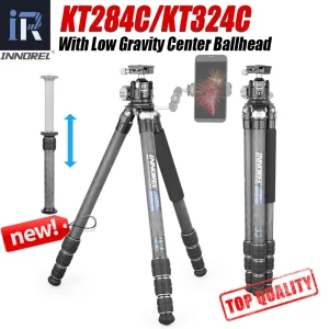KT284C/324C 10 strati treppiede in fibra di carbonio supporto professionale per impieghi gravosi colonna a sfera a bassa gravità colonna centrale corta per fotocamera DSLR