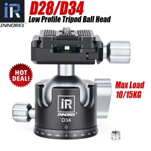 Testa a sfera da 28/34mm Dual U-notch Design professionale CNC testa a treppiede per fotocamera panoramica a 360 ° per monopiede, DSLR, fotocamere, videocamera, DV